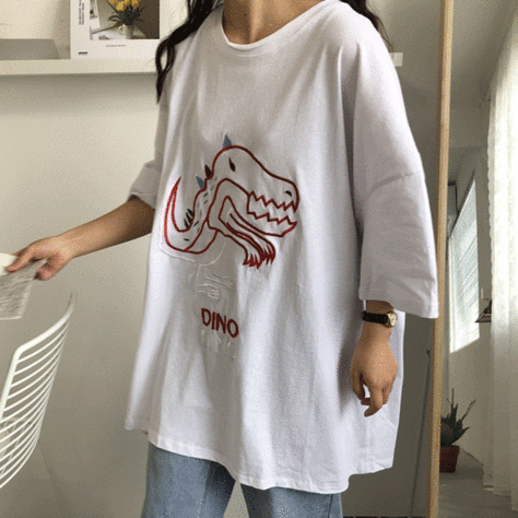 [SALE]다이노 자수반팔 티셔츠